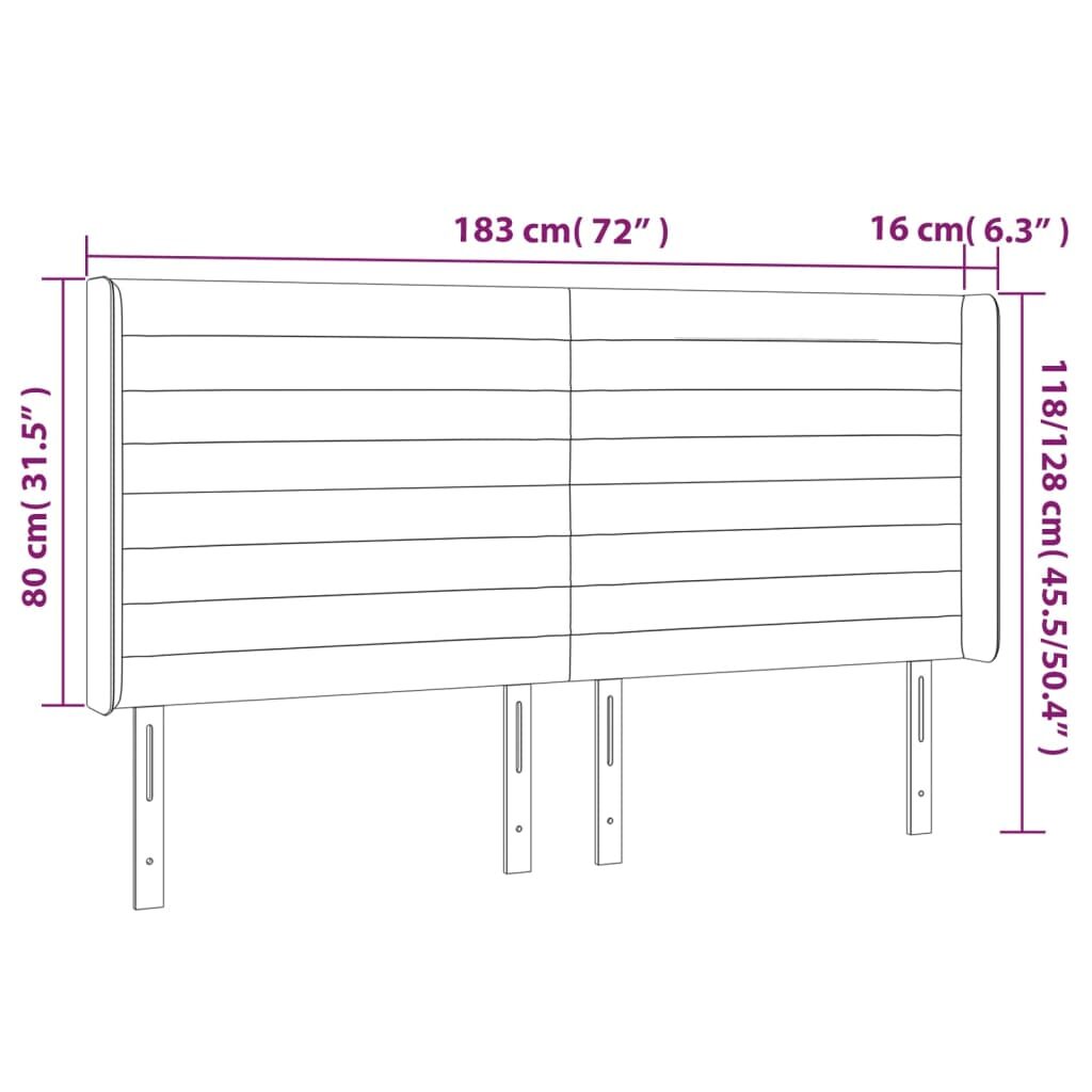 Κεφαλάρι με Πτερύγια Σκούρο Καφέ 183x16x118/128 εκ. Υφασμάτινο