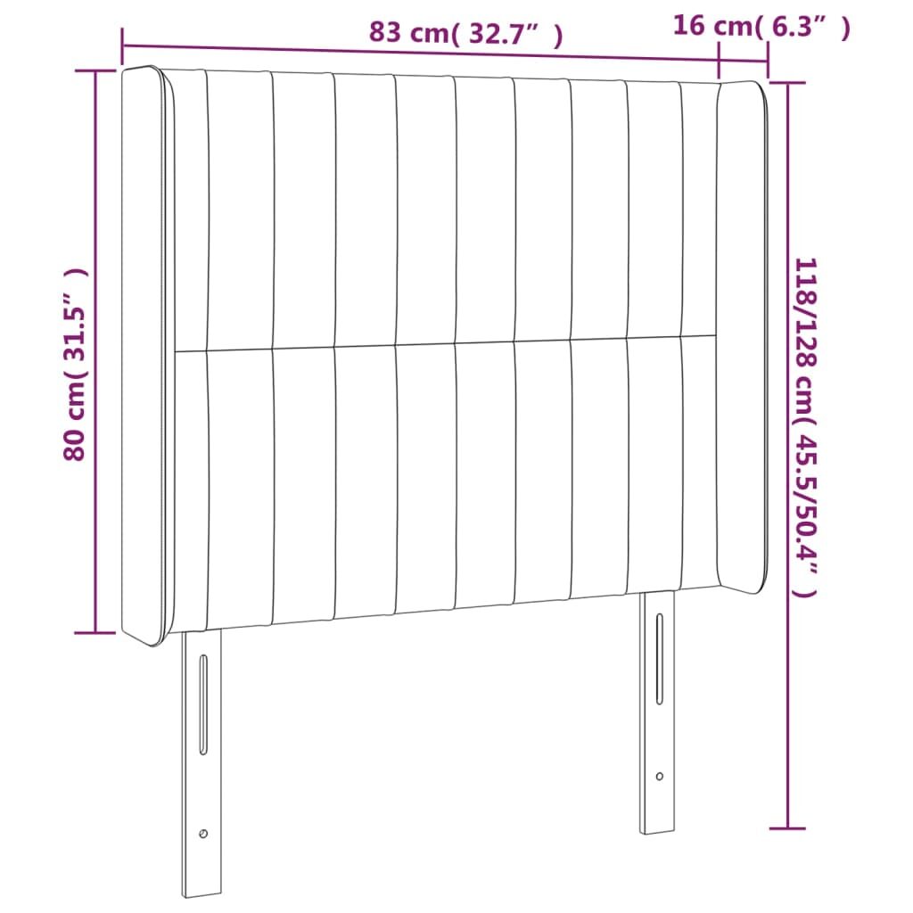 Κεφαλάρι με Πτερύγια Σκούρο Καφέ 83x16x118/128 εκ. Υφασμάτινο