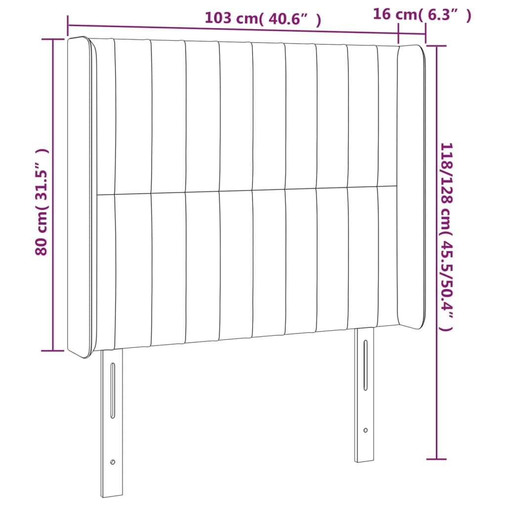 Κεφαλάρι με Πτερύγια Σκούρο Καφέ 103x16x118/128 εκ. Υφασμάτινο