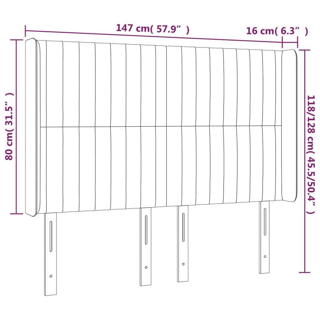 Κεφαλάρι με Πτερύγια Taupe 147x16x118/128 εκ. Υφασμάτινο