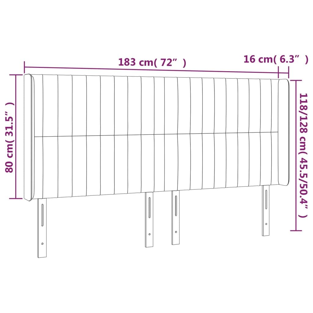 Κεφαλάρι με Πτερύγια Σκούρο Καφέ 183x16x118/128 εκ. Υφασμάτινο