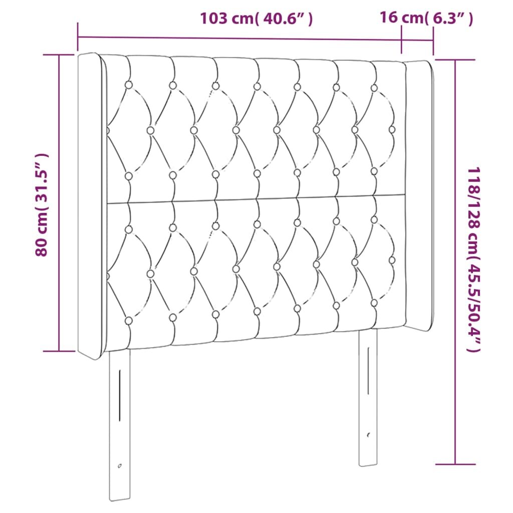 Κεφαλάρι με Πτερύγια Σκούρο Καφέ 103x16x118/128 εκ. Υφασμάτινο