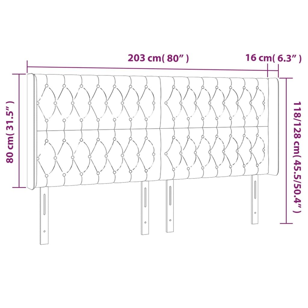 Κεφαλάρι με Πτερύγια Σκούρο Γκρι 203x16x118/128 εκ. Υφασμάτινο