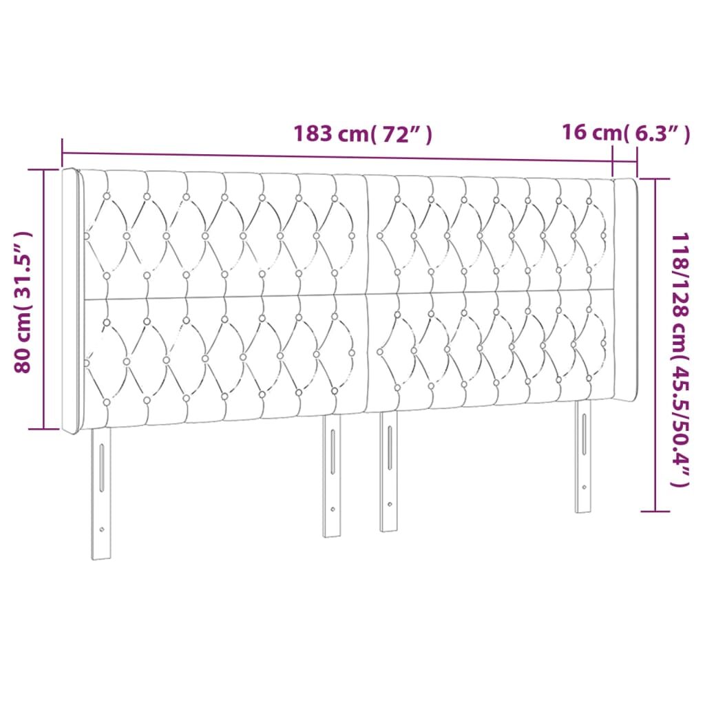 Κεφαλάρι με Πτερύγια Σκούρο Μπλε 183x16x118/128 εκ. Βελούδινο