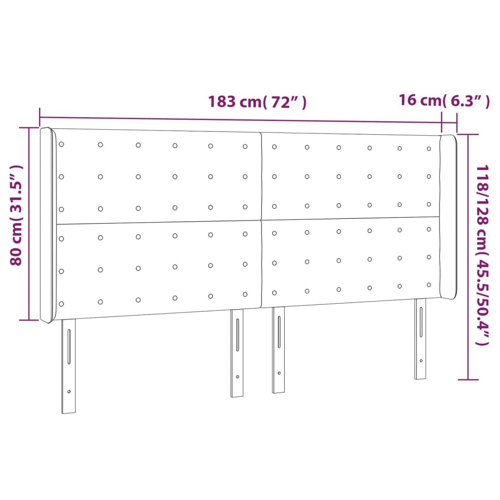 Κεφαλάρι με Πτερύγια Μαύρο 183x16x118/128 εκ. Υφασμάτινο