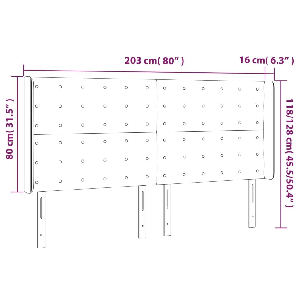 Κεφαλάρι με Πτερύγια Σκούρο Καφέ 203x16x118/128 εκ. Υφασμάτινο