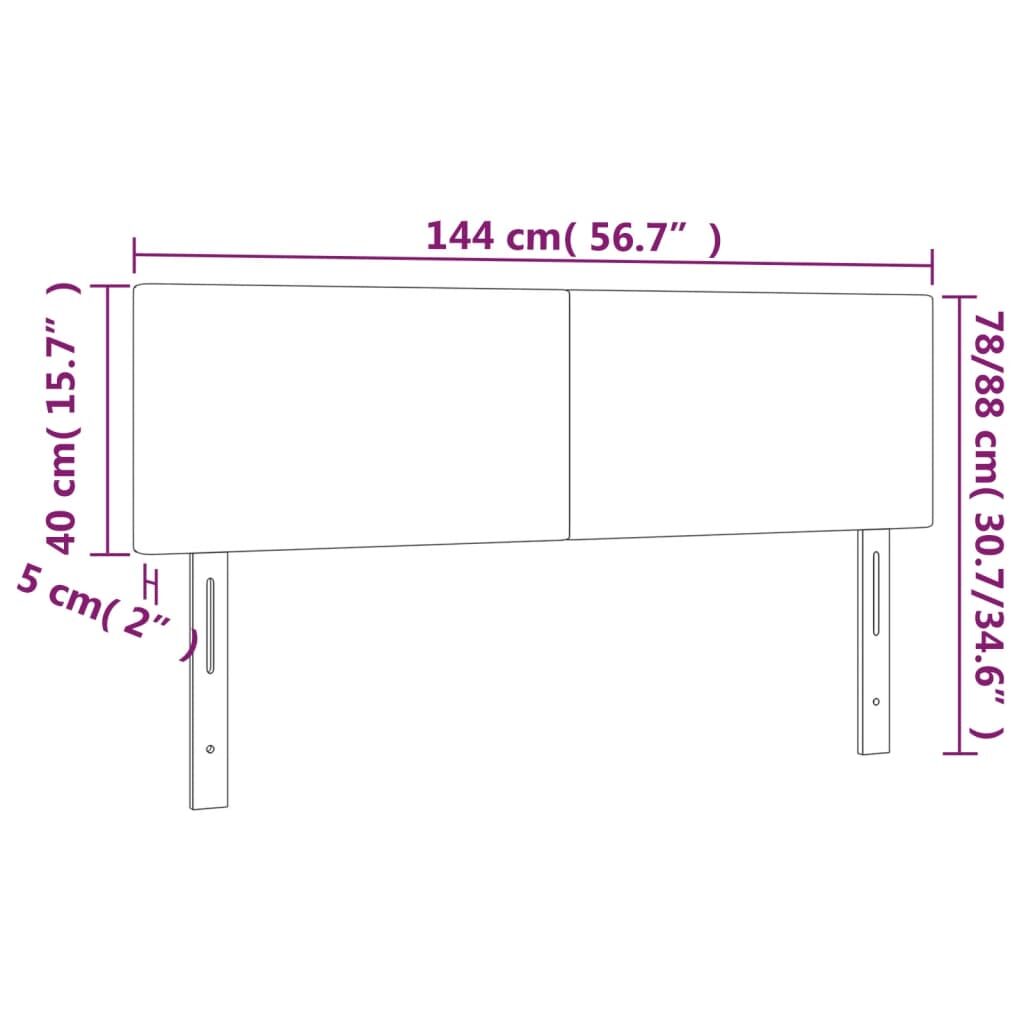 Κεφαλάρι Κρεβατιού LED Σκούρο Καφέ 144x5x78/88 εκ. Υφασμάτινο