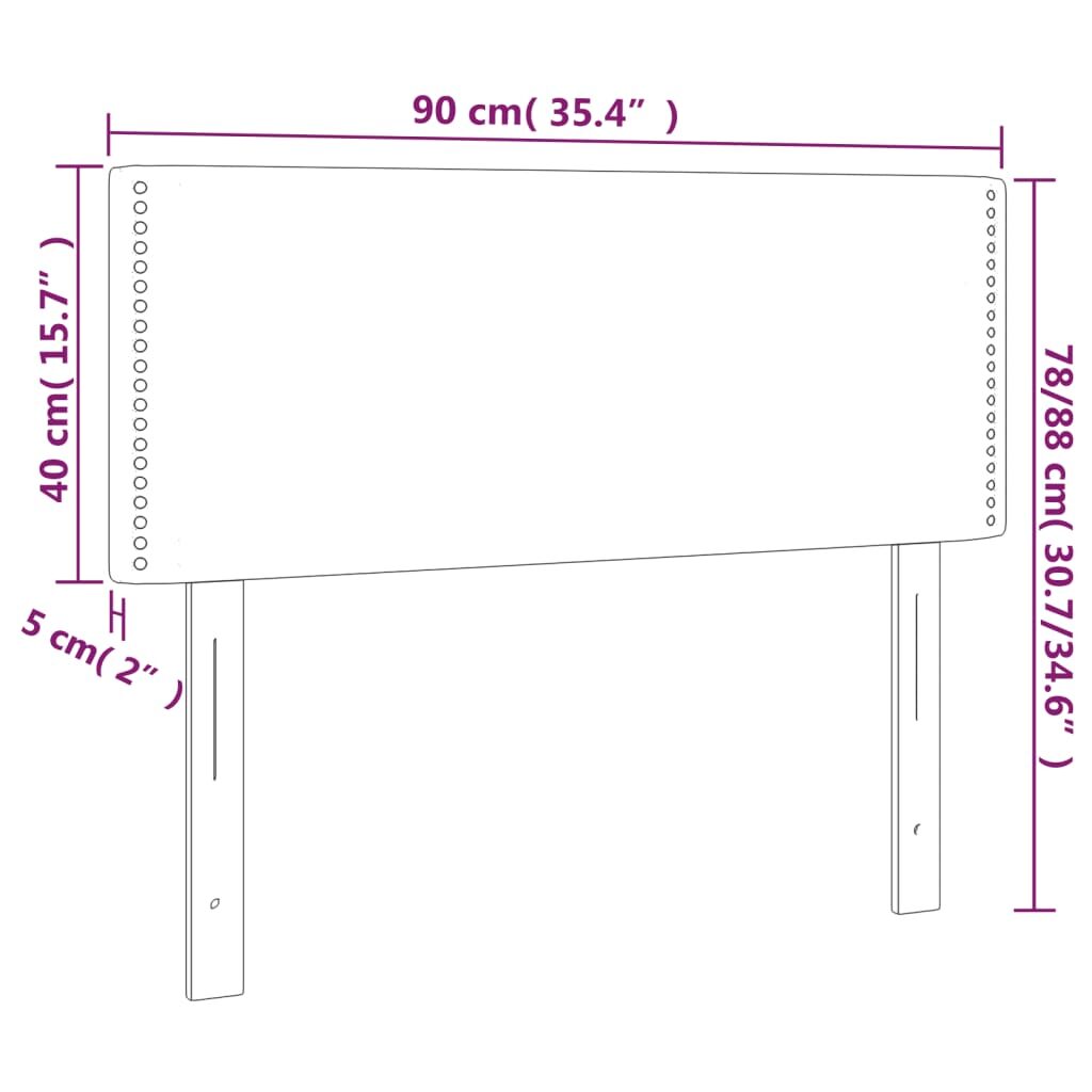 Κεφαλάρι Κρεβατιού LED Σκούρο Γκρι 90x5x78/88 εκ. Υφασμάτινο