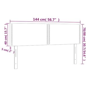 Κεφαλάρι Κρεβατιού LED Ανοιχτό Γκρι 144x5x78/88 εκ. Υφασμάτινο