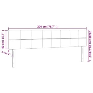 Κεφαλάρι Κρεβατιού LED Σκούρο Καφέ 200x5x78/88 εκ. Υφασμάτινο