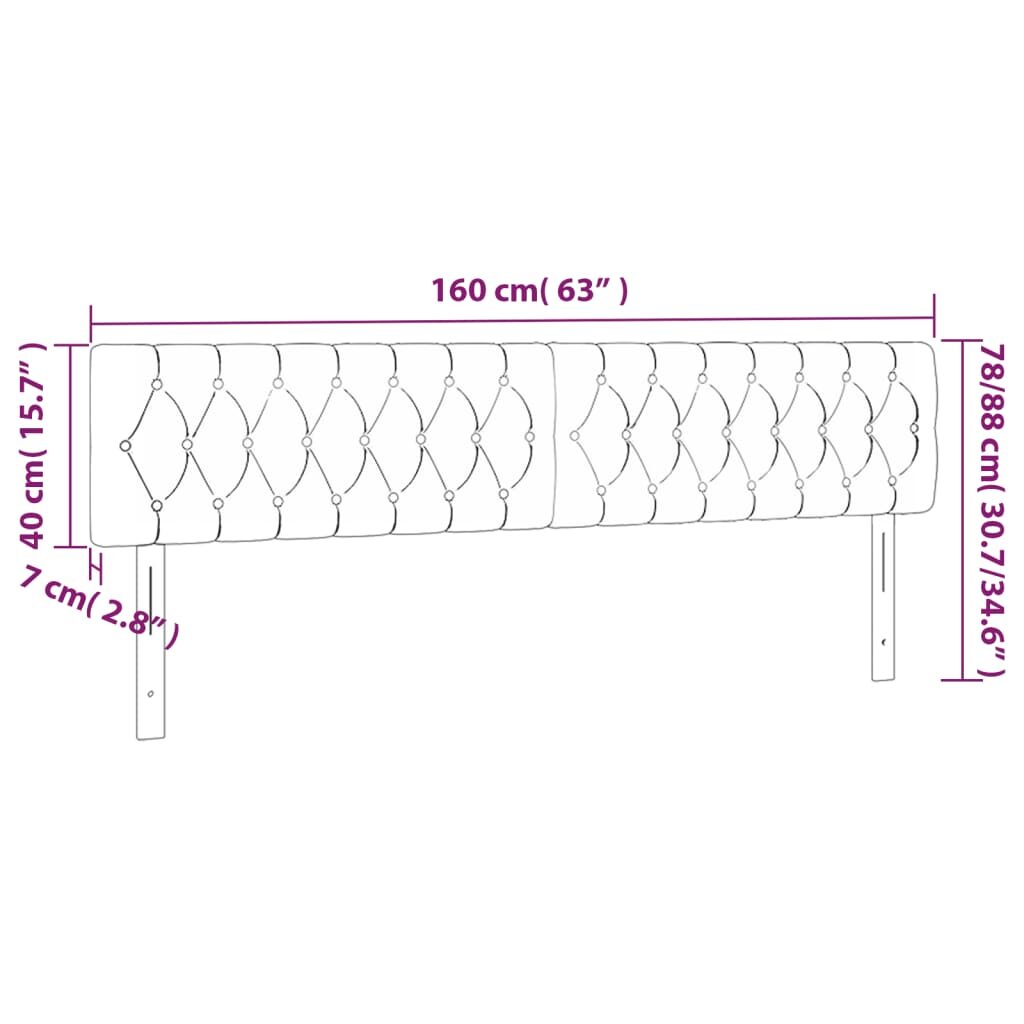 Κεφαλάρι Κρεβατιού LED Μπλε 160x7x78/88 εκ. Υφασμάτινο