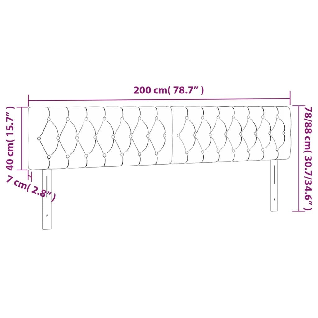 Κεφαλάρι Κρεβατιού LED Σκούρο Καφέ 200x7x78/88 εκ. Υφασμάτινο