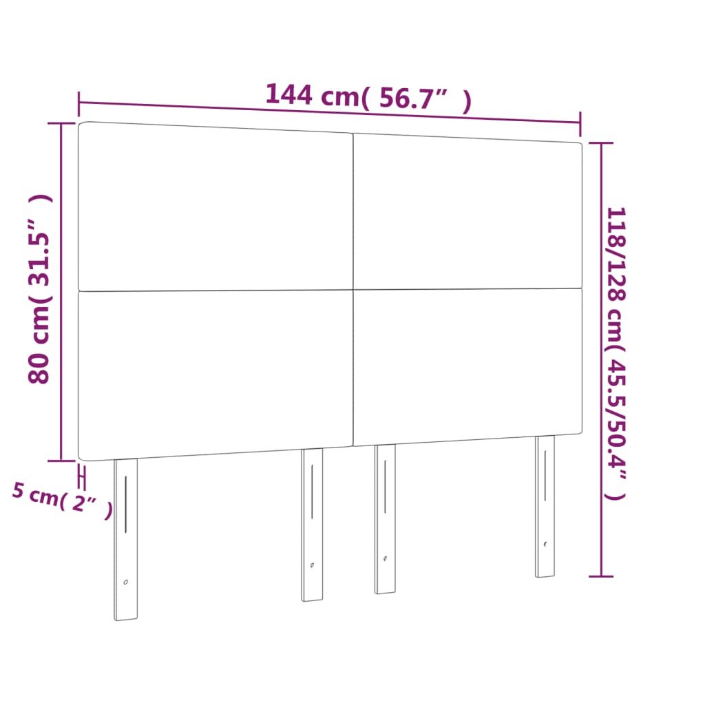 Κεφαλάρι Κρεβατιού LED Σκούρο Καφέ 144x5x118/128εκ. Υφασμάτινο