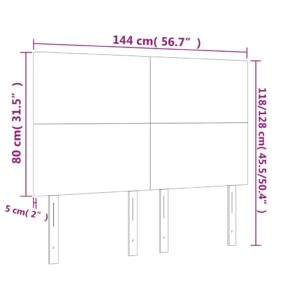 Κεφαλάρι Κρεβατιού LED Σκούρο Καφέ 144x5x118/128εκ. Υφασμάτινο