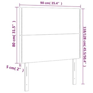 Κεφαλάρι Κρεβατιού LED Ανοιχτό Γκρι 90x5x118/128 εκ. Υφασμάτινο