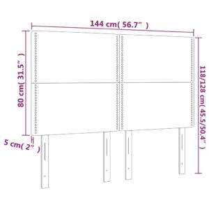 Κεφαλάρι Κρεβατιού LED Σκούρο Γκρι 144x5x118/128εκ. Υφασμάτινο