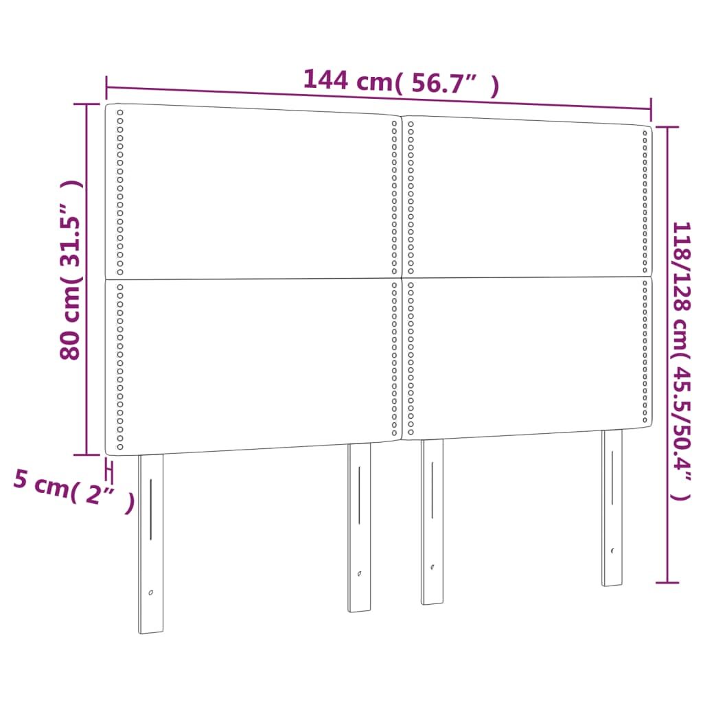 Κεφαλάρι Κρεβατιού LED Σκούρο Καφέ 144x5x118/128εκ. Υφασμάτινο