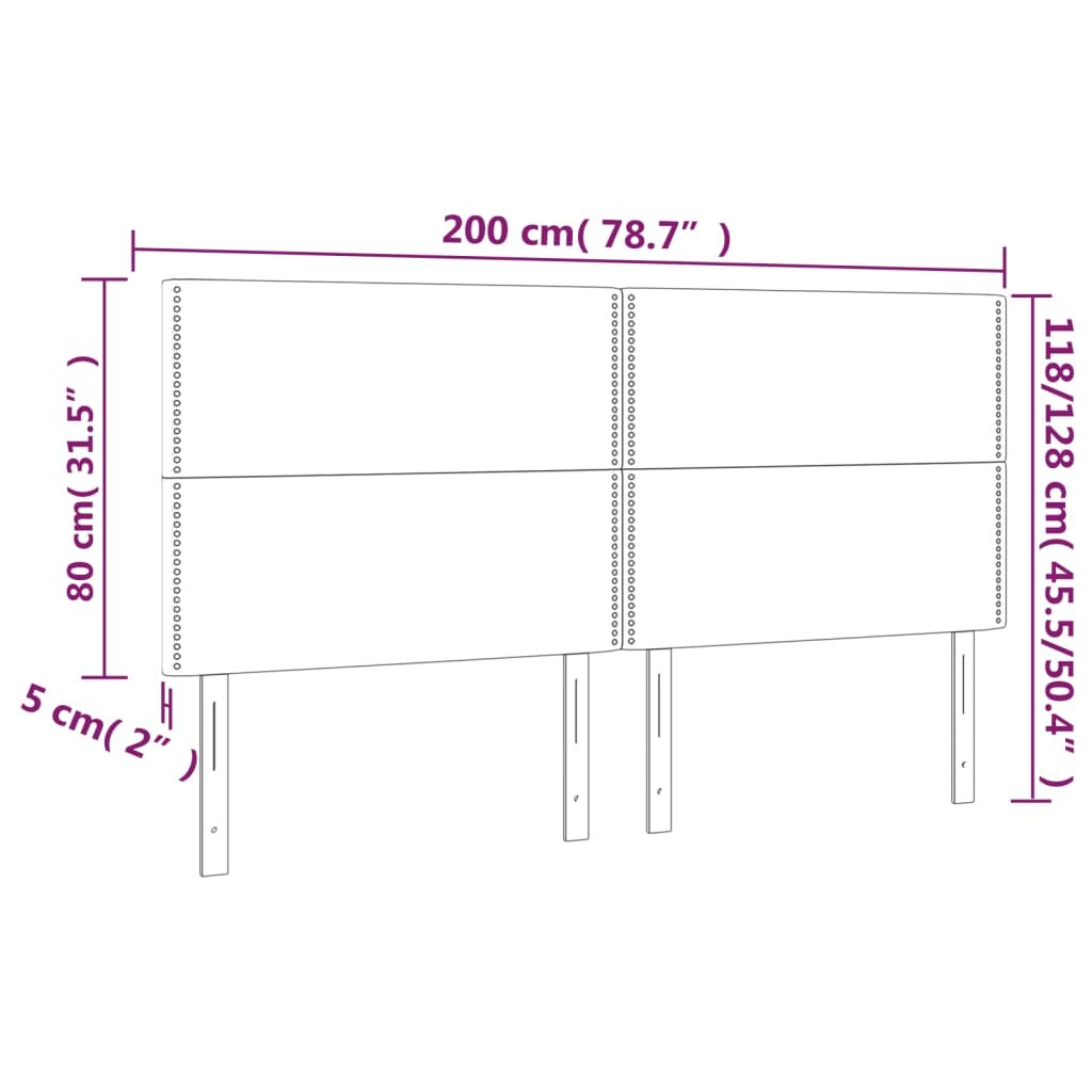 Κεφαλάρι Κρεβατιού LED Ανοιχτό Γκρι 200x5x118/128εκ. Υφασμάτινο