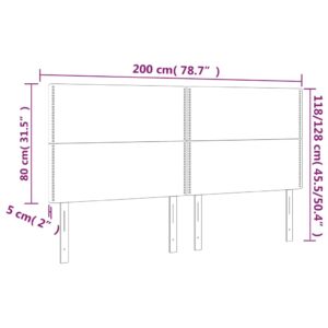 Κεφαλάρι Κρεβατιού LED Ανοιχτό Γκρι 200x5x118/128εκ. Υφασμάτινο