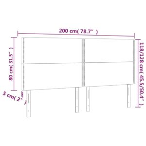 Κεφαλάρι Κρεβατιού LED Σκούρο Γκρι 200x5x118/128εκ. Υφασμάτινο