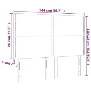 Κεφαλάρι Κρεβατιού LED Σκούρο Γκρι 144x5x118/128 εκ. Βελούδινο