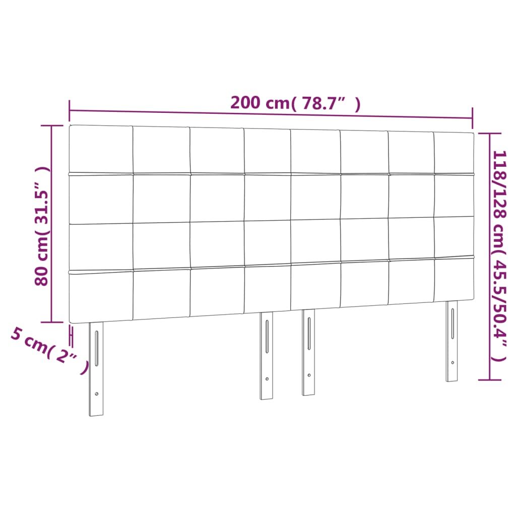 Κεφαλάρι Κρεβατιού LED Σκούρο Καφέ 200x5x118/128εκ. Υφασμάτινο