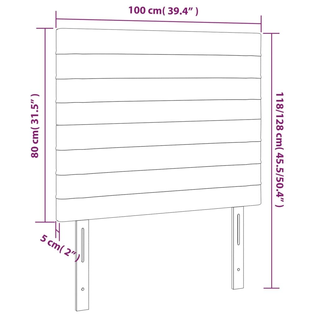 Κεφαλάρι Κρεβατιού LED Σκούρο Γκρι 100x5x118/128εκ. Υφασμάτινο