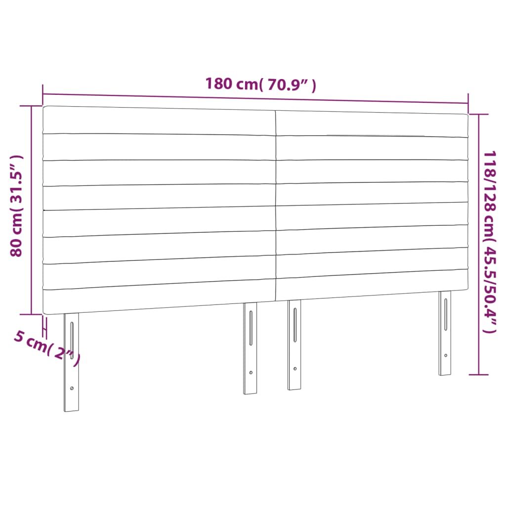 Κεφαλάρι Κρεβατιού LED Σκούρο Καφέ 180x5x118/128εκ. Υφασμάτινο