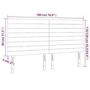 Κεφαλάρι Κρεβατιού LED Σκούρο Καφέ 180x5x118/128εκ. Υφασμάτινο