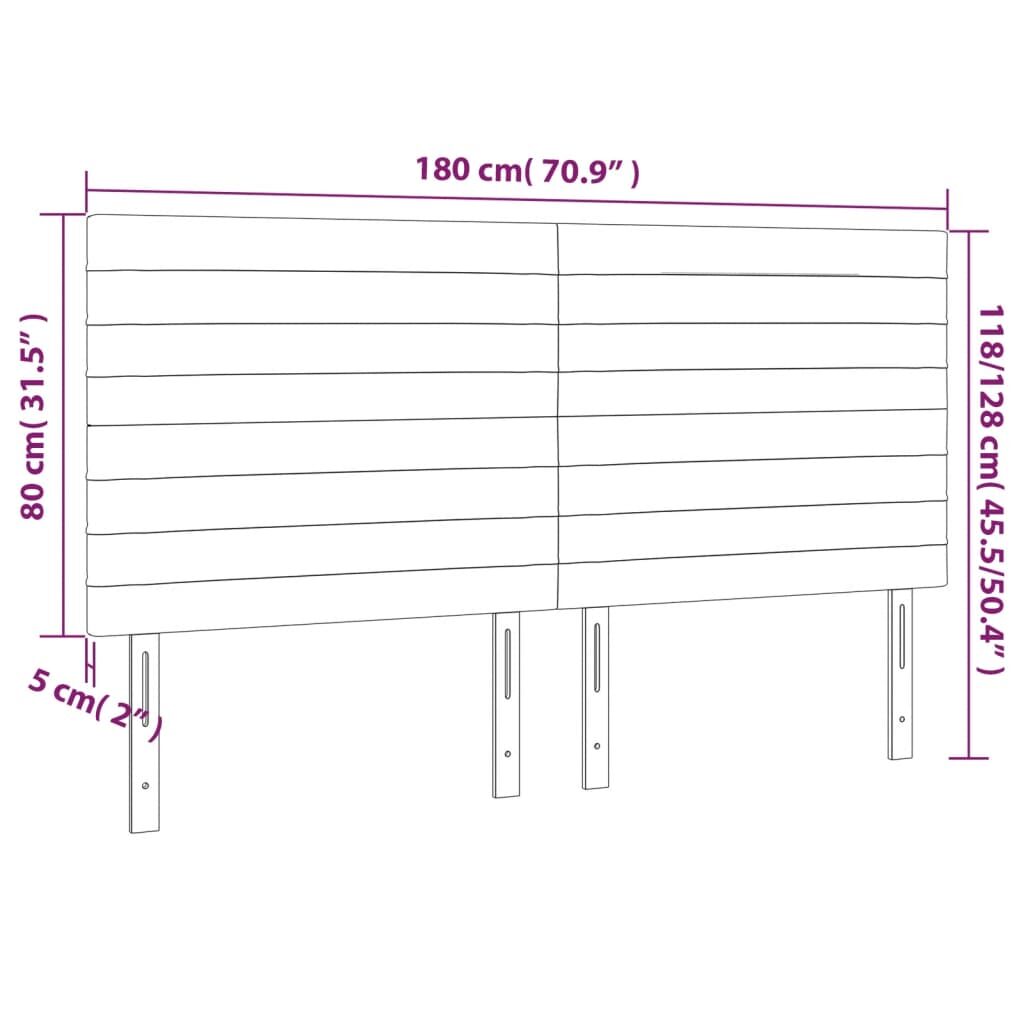 Κεφαλάρι Κρεβατιού LED Σκούρο Γκρι 180x5x118/128 εκ. Βελούδινο