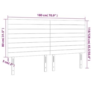 Κεφαλάρι Κρεβατιού LED Σκούρο Γκρι 180x5x118/128 εκ. Βελούδινο