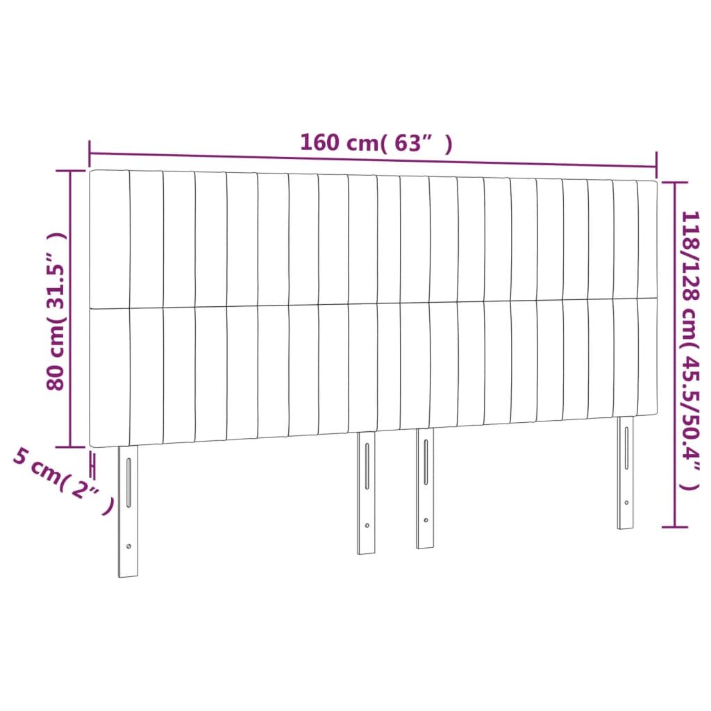 Κεφαλάρι Κρεβατιού LED Σκούρο Καφέ 160x5x118/128εκ. Υφασμάτινο