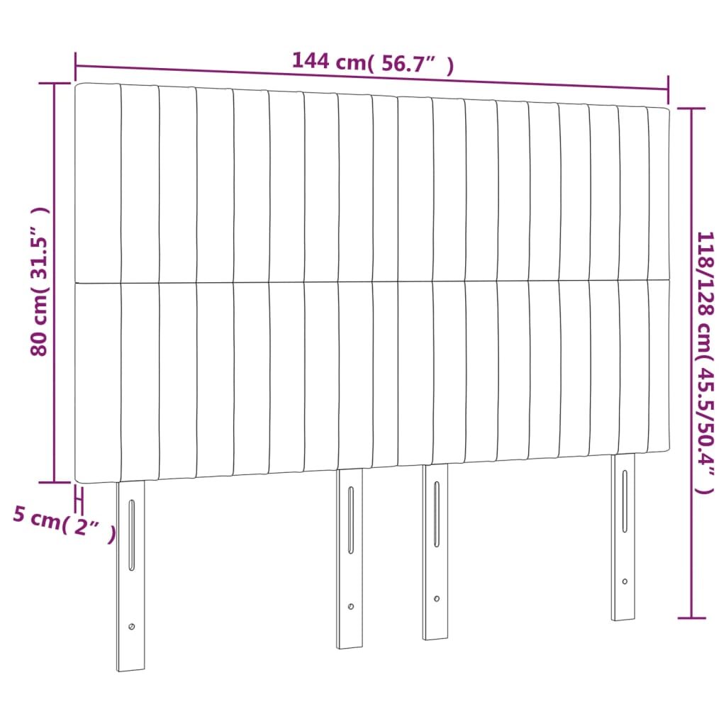 Κεφαλάρι Κρεβατιού LED Σκούρο Γκρι 144x5x118/128 εκ. Βελούδινο