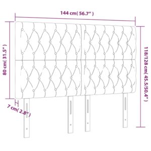 Κεφαλάρι Κρεβατιού LED Σκούρο Καφέ 144x7x118/128εκ. Υφασμάτινο