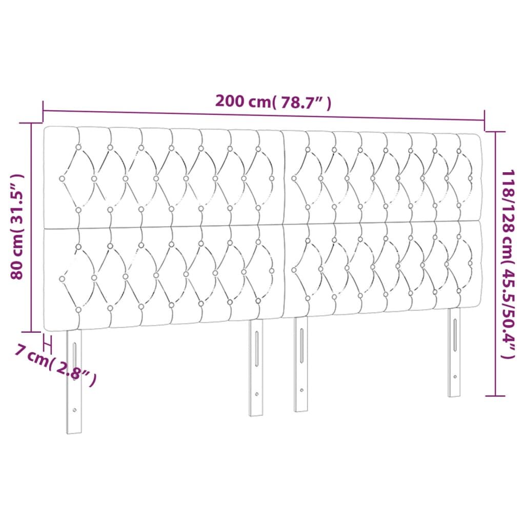 Κεφαλάρι Κρεβατιού LED Κρεμ 200x7x118/128εκ. Υφασμάτινο