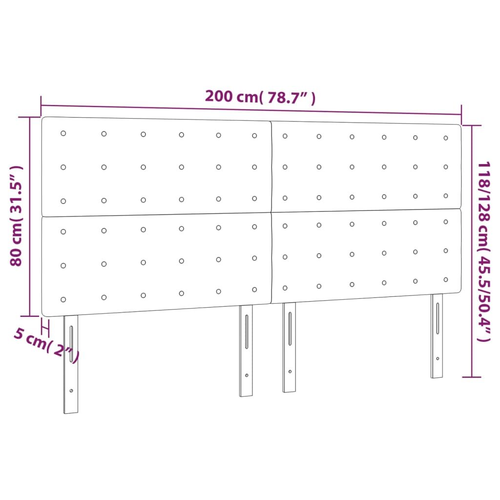 Κεφαλάρι Κρεβατιού LED Σκούρο Καφέ 200x5x118/128εκ. Υφασμάτινο