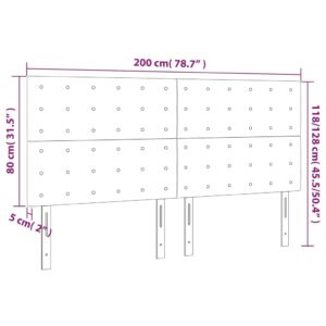 Κεφαλάρι Κρεβατιού LED Σκούρο Καφέ 200x5x118/128εκ. Υφασμάτινο