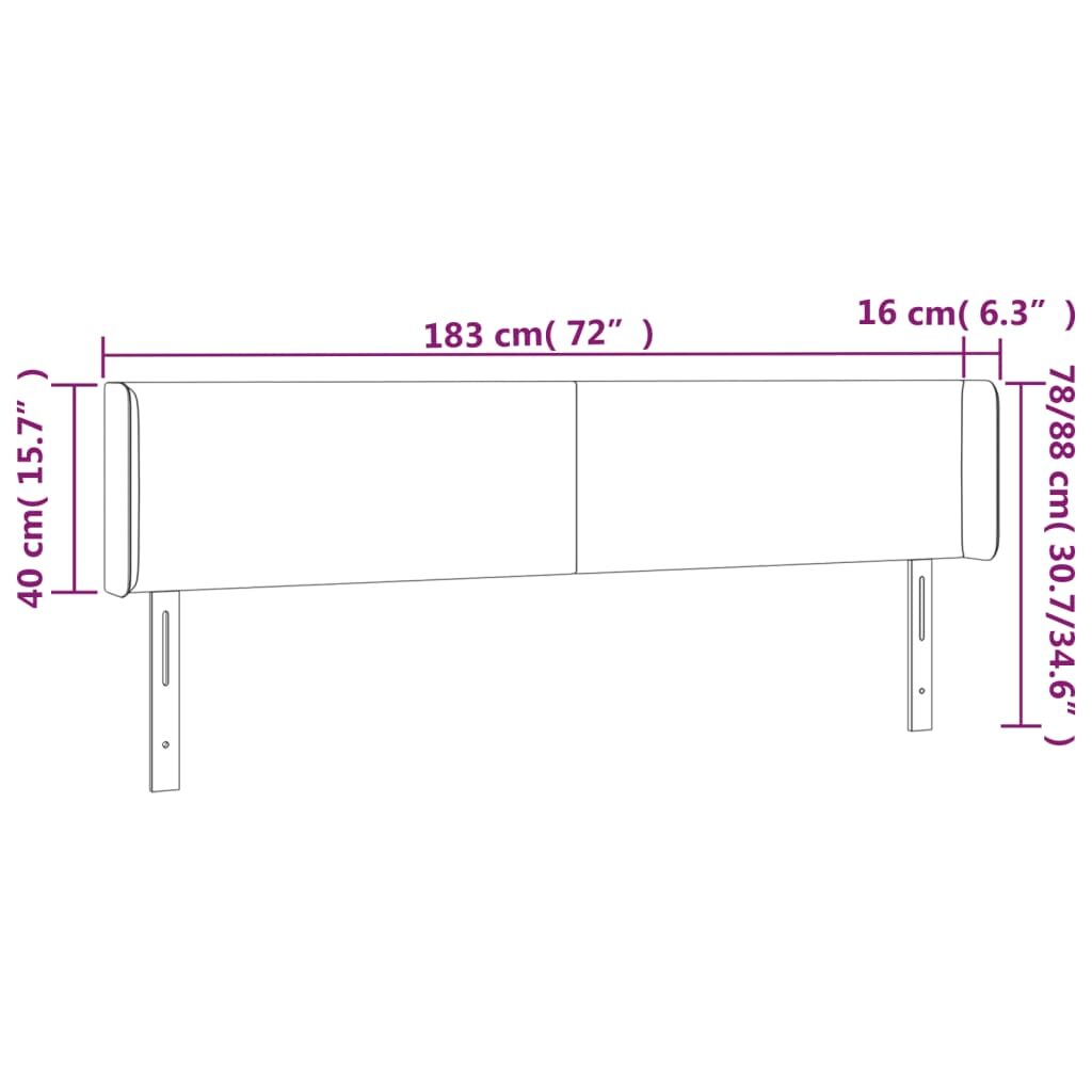 Κεφαλάρι Κρεβατιού LED Σκούρο Μπλε 183x16x78/88 εκ. Βελούδινο