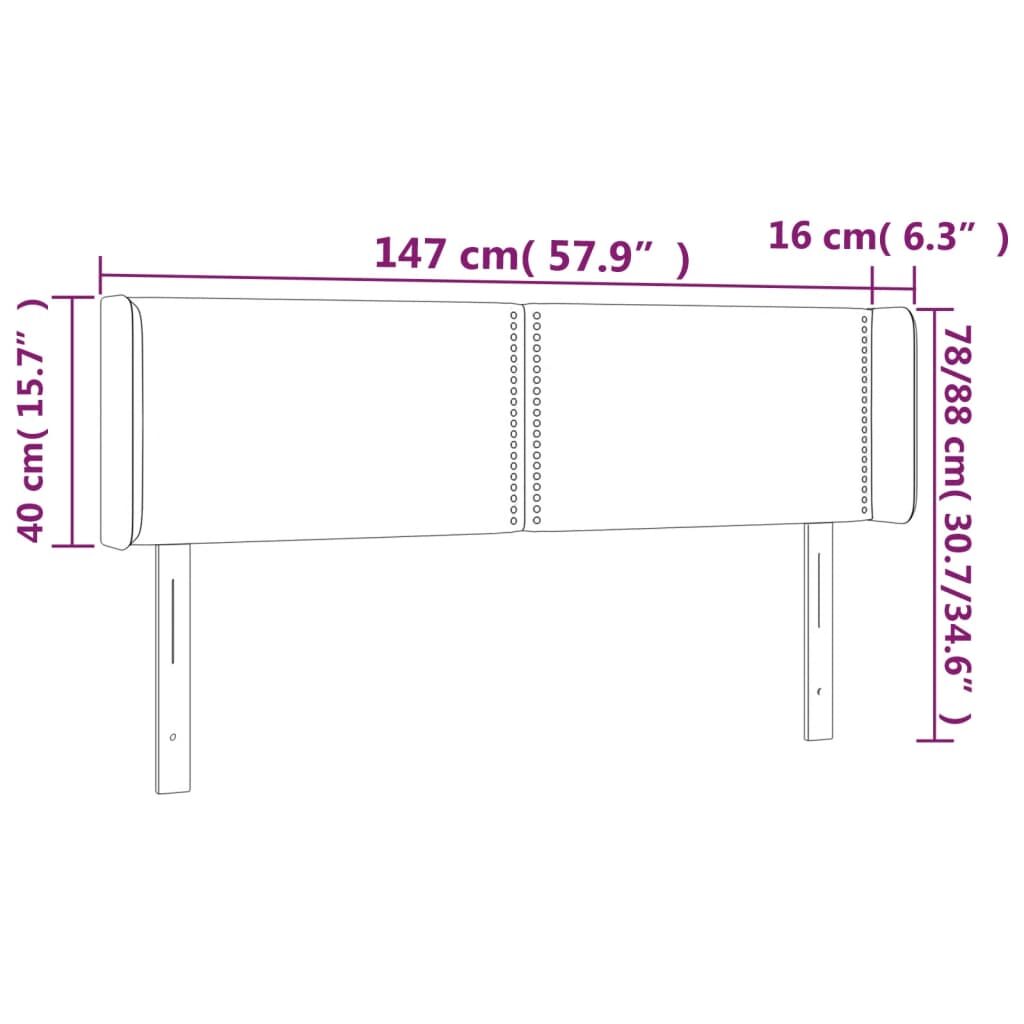 Κεφαλάρι Κρεβατιού LED Μπλε 147x16x78/88 εκ. Υφασμάτινο