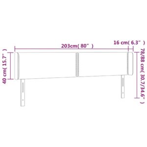 Κεφαλάρι Κρεβατιού LED Ανοιχτό Γκρι 203x16x78/88 εκ. Υφασμάτινο