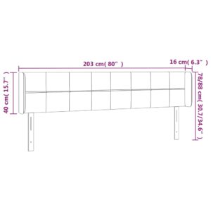 Κεφαλάρι Κρεβατιού LED Μπλε 203x16x78/88 εκ. Υφασμάτινο