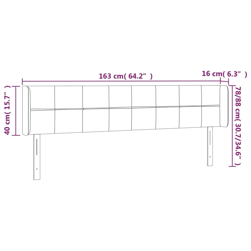 Κεφαλάρι Κρεβατιού LED Ανοιχτό Γκρι 163x16x78/88 εκ. Βελούδινο