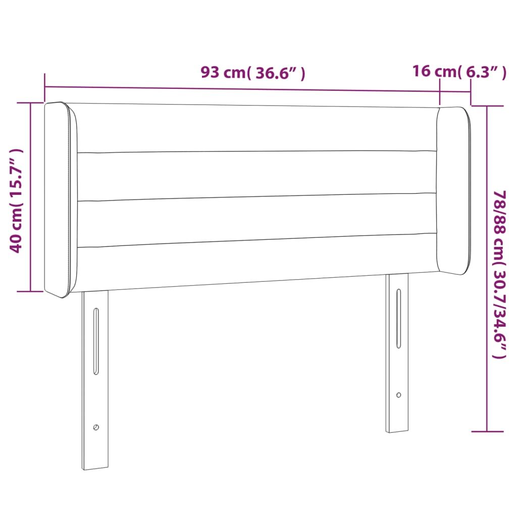 Κεφαλάρι Κρεβατιού LED Μπλε 93x16x78/88 εκ. Υφασμάτινο