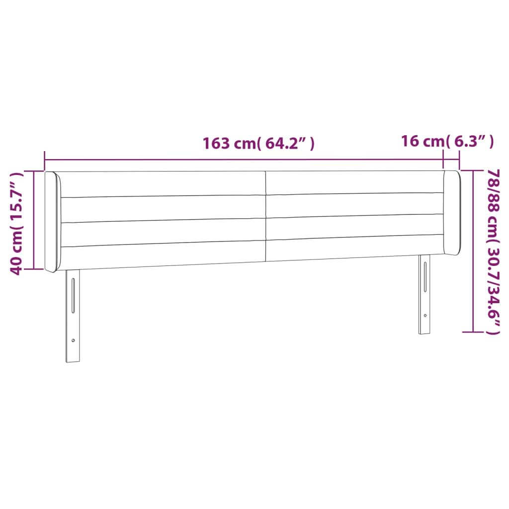 Κεφαλάρι Κρεβατιού LED Σκούρο Πράσινο 163x16x78/88εκ. Βελούδινο