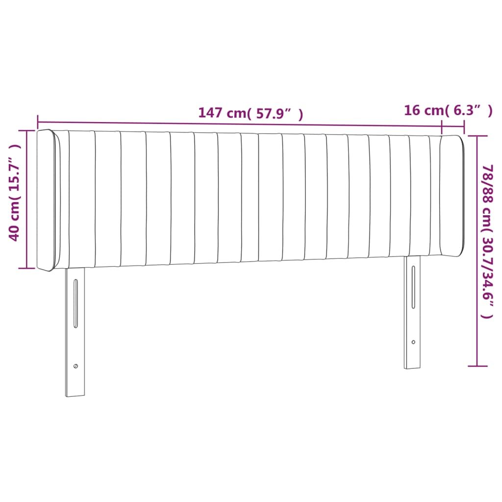 Κεφαλάρι Κρεβατιού LED Μπλε 147x16x78/88 εκ. Υφασμάτινο