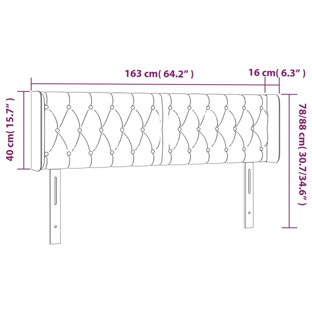 Κεφαλάρι Κρεβατιού LED Κρεμ 163x16x78/88 εκ. Υφασμάτινο