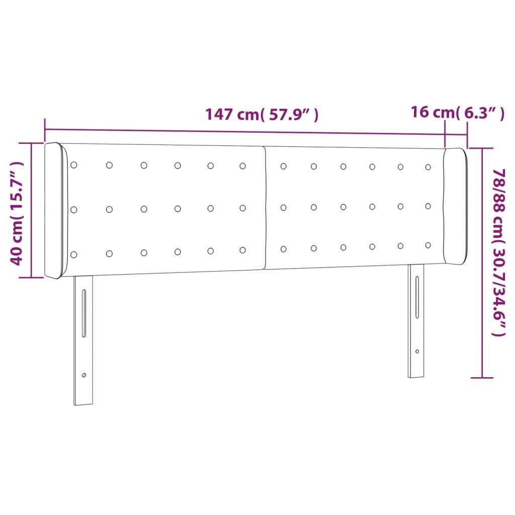 Κεφαλάρι Κρεβατιού LED Μπλε 147x16x78/88 εκ. Υφασμάτινο