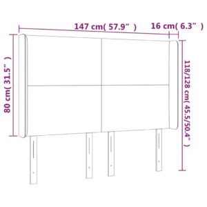 Κεφαλάρι Κρεβατιού LED Σκούρο Καφέ 147x16x118/128εκ. Υφασμάτινο