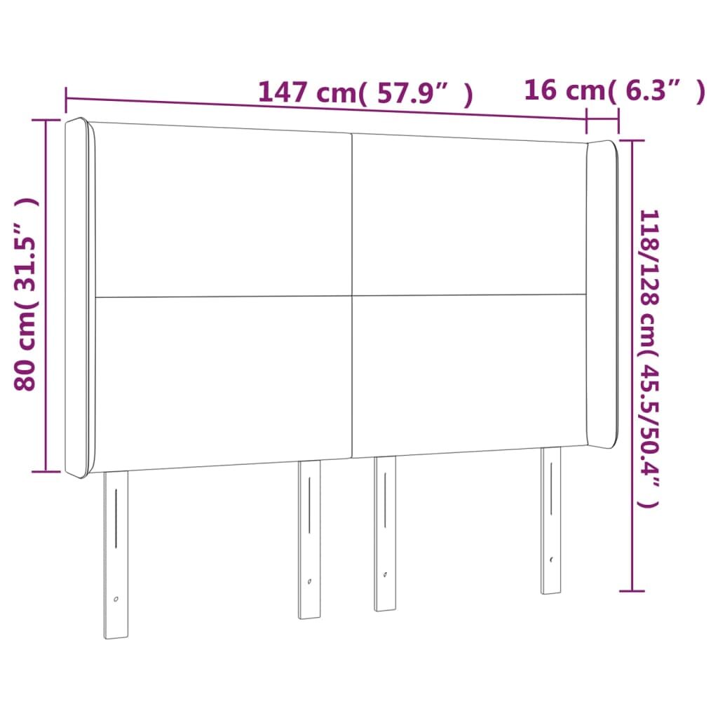 Κεφαλάρι Κρεβατιού LED Πράσινο 147x16x118/128 εκ. Υφασμάτινο