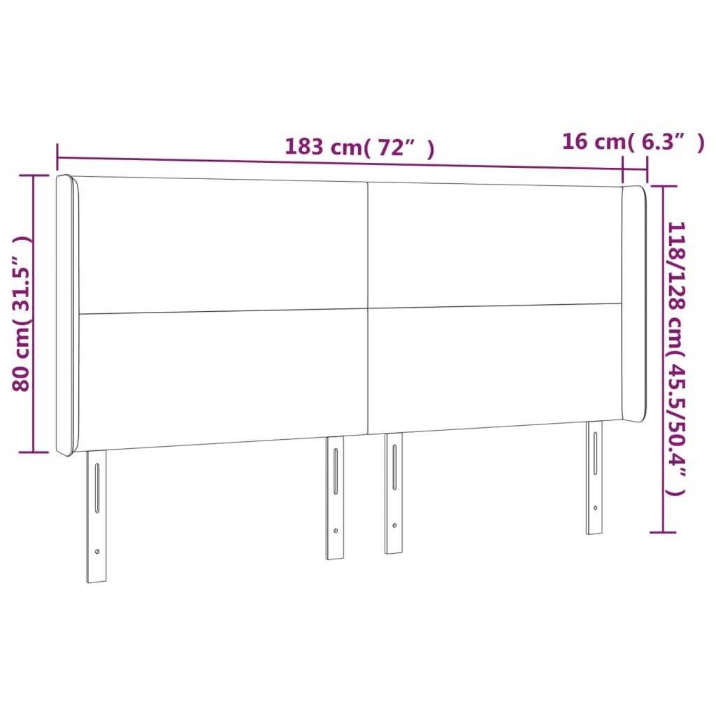 Κεφαλάρι Κρεβατιού LED Μαύρο 183x16x118/128 εκ. Υφασμάτινο